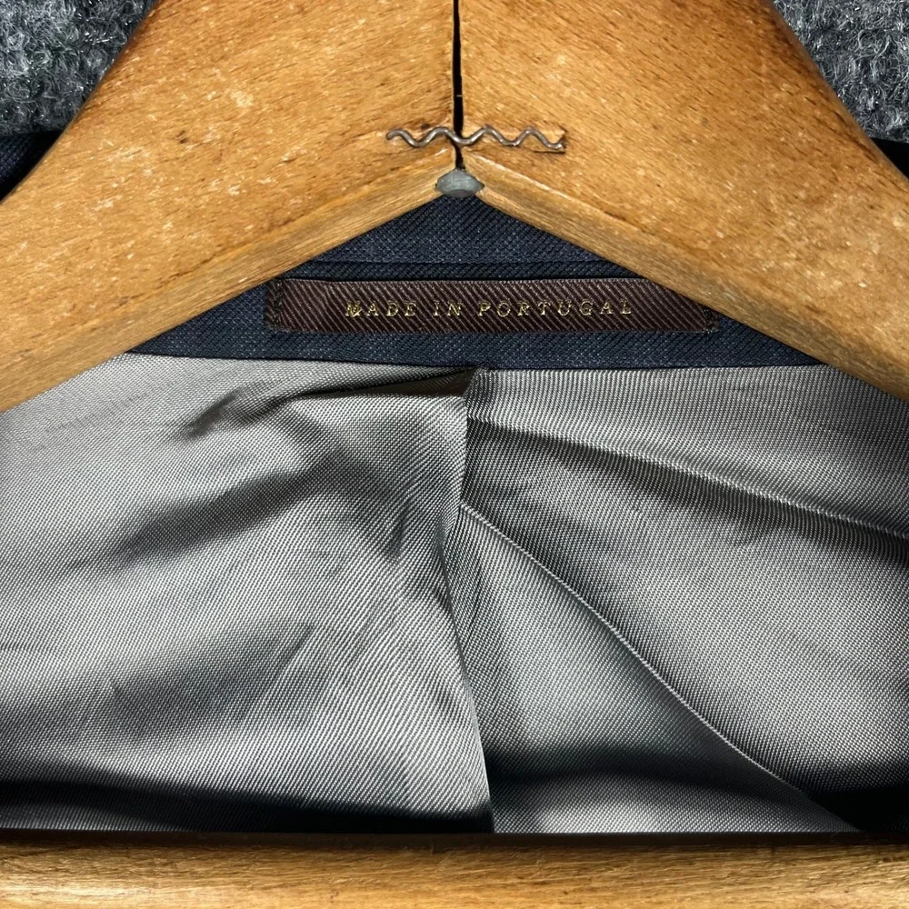 J. Hilburn Sport Coat Mens 48R Navy Blue Wool Micro-Check Tailored Fit Blazer